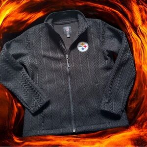 #40 PITTSBURGH STEELERS NFL Team Logo Black FULL ZIP UP Jacket FLEECE KNIT STYLE